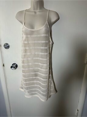 wild fable Cream Crochet Swim Sarong Dress Cover-Up